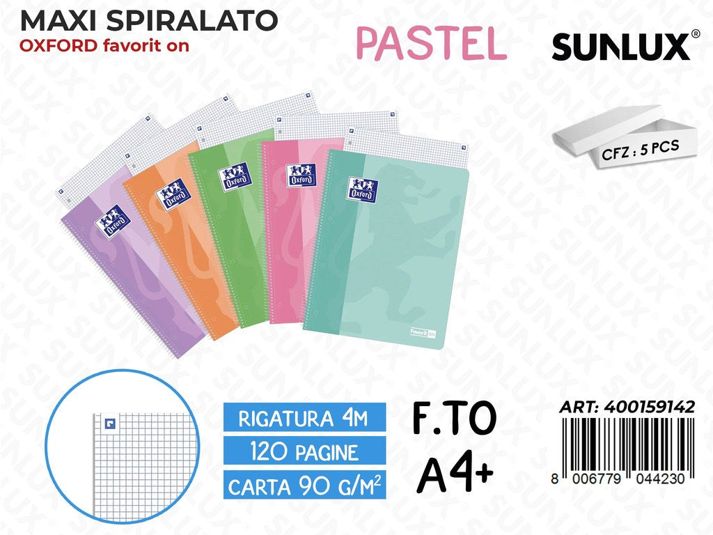 Maxi Spiralato Oxford Pastel Rig. 4M 90GR