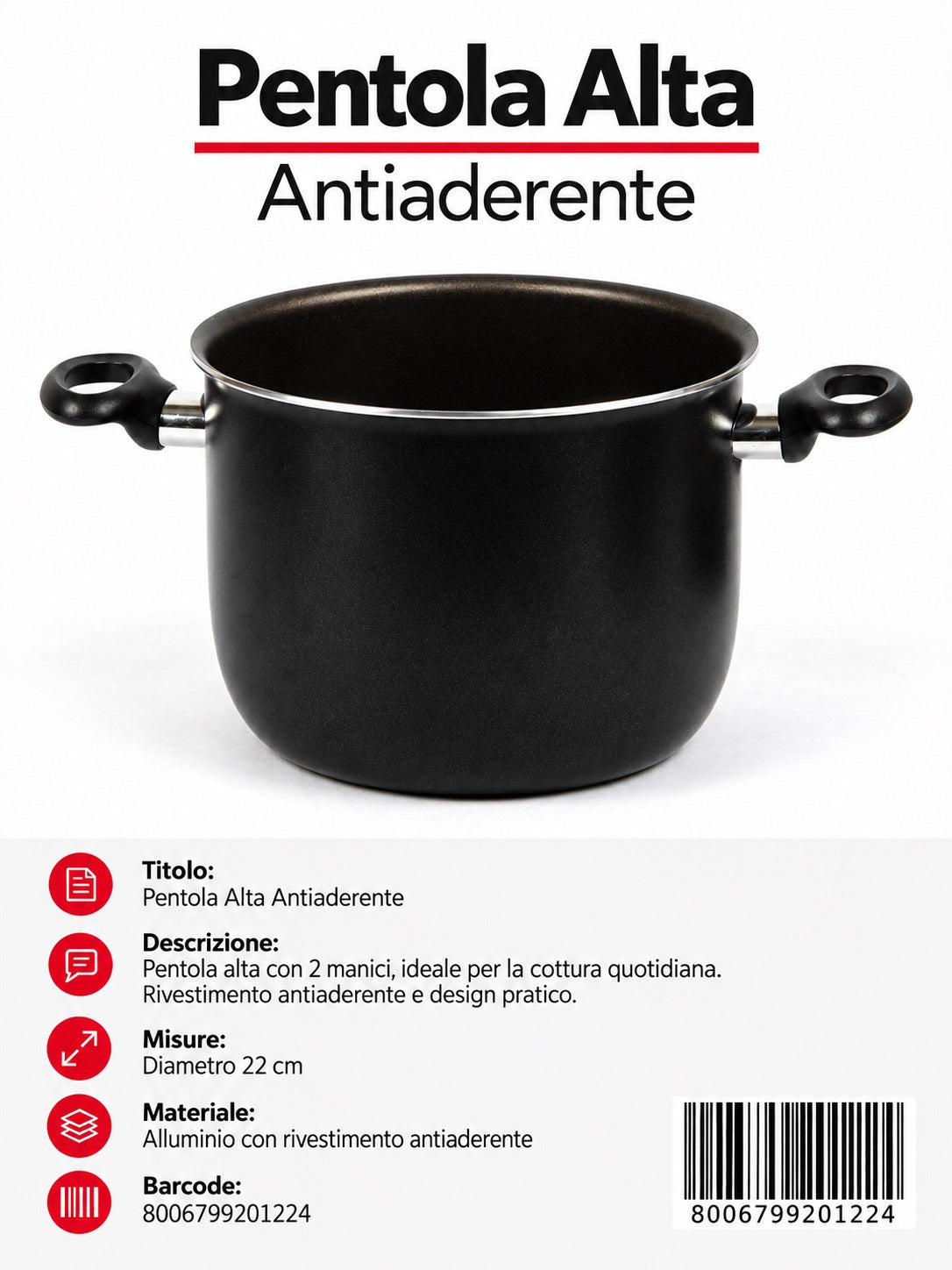 Linea.Professional Pentola 2M Cm22 13Cm