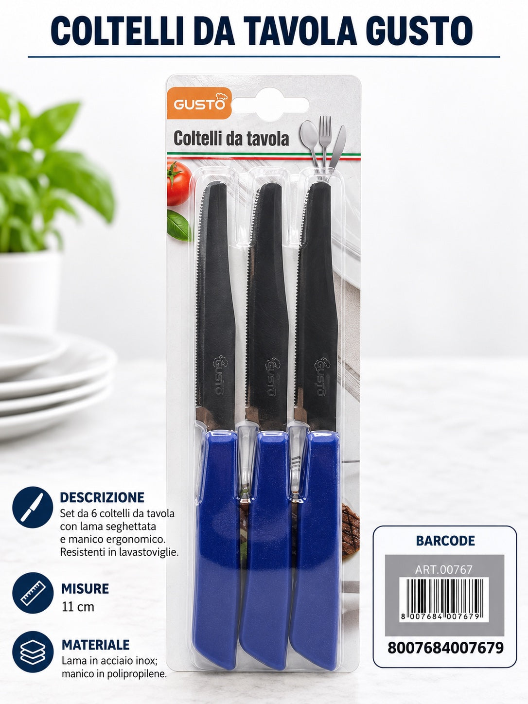 Blister 6 Colt. Tavola 11 Blu In Scatola 12 Bls Cart. Pers. Gusto
