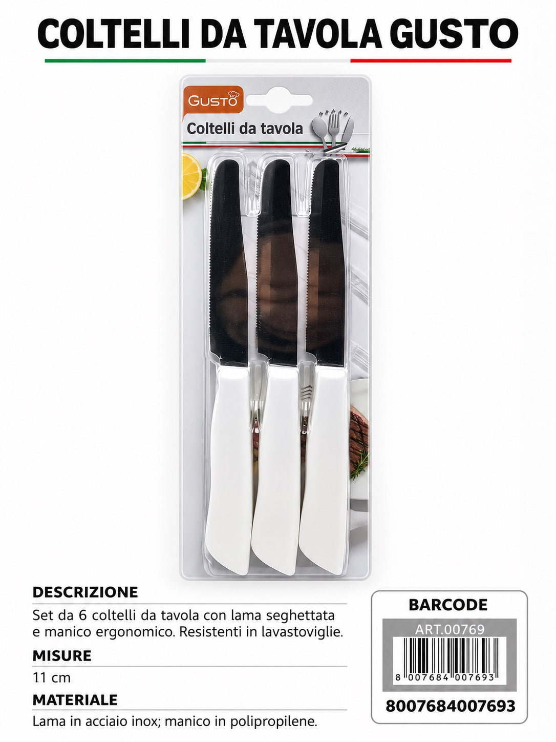 Blister 6 Colt. Tavola 11 Bianco In Scatola 12 Bls Cart. Pers. Gusto