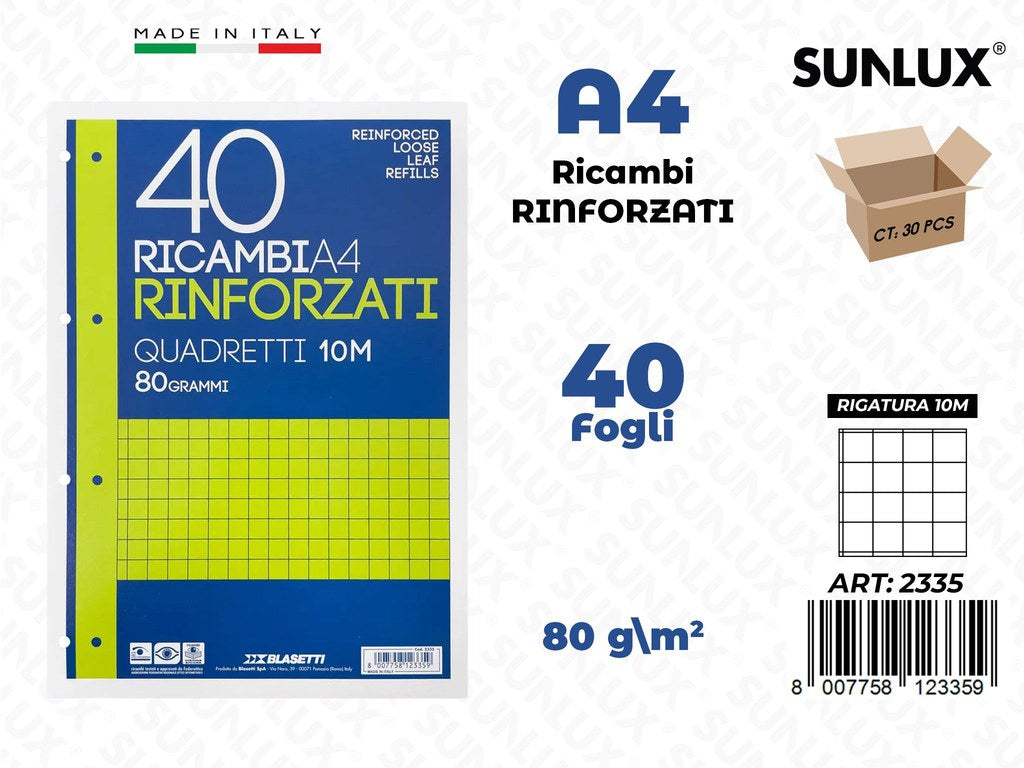10M Bla. Ricambi Rinf. 40FF 80GR A4