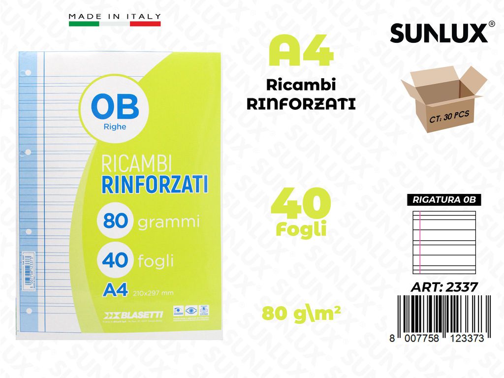 0B Bla. Ricambi Rinf. 40FF 80GR A4