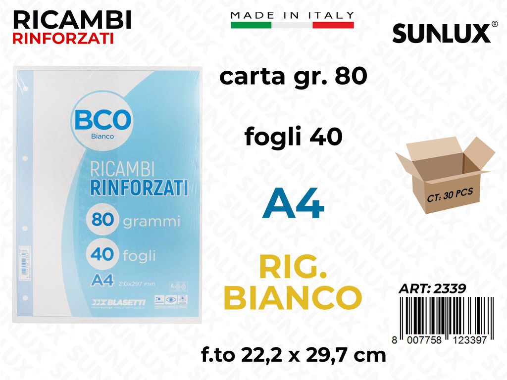 Bianco Bla. Ricambi Rinf. 40FF 80GR A4