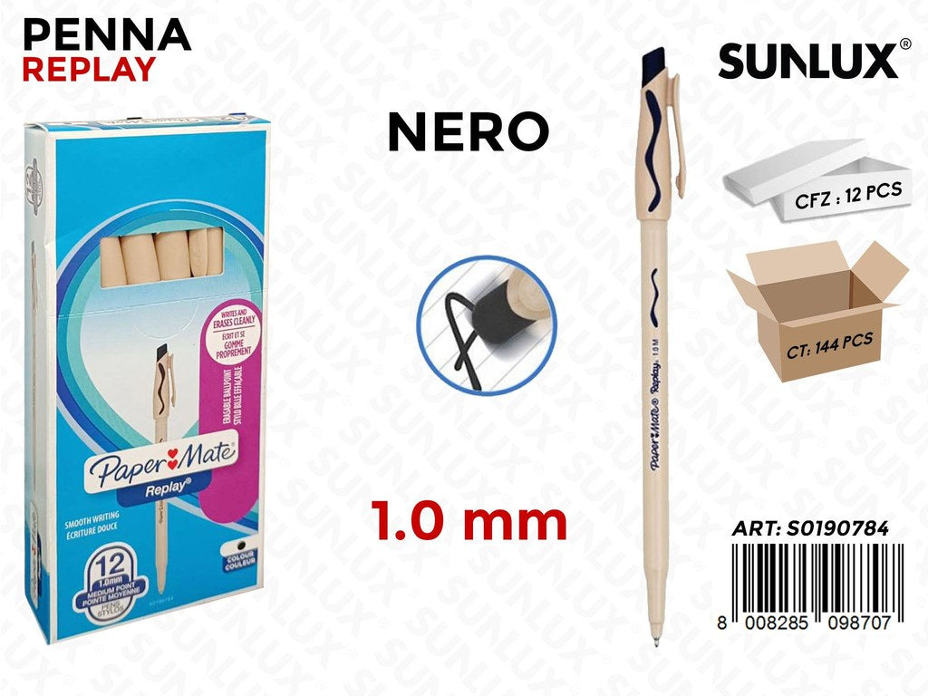 Paper Mate Penna Replay Sfera Nera 1.0MM