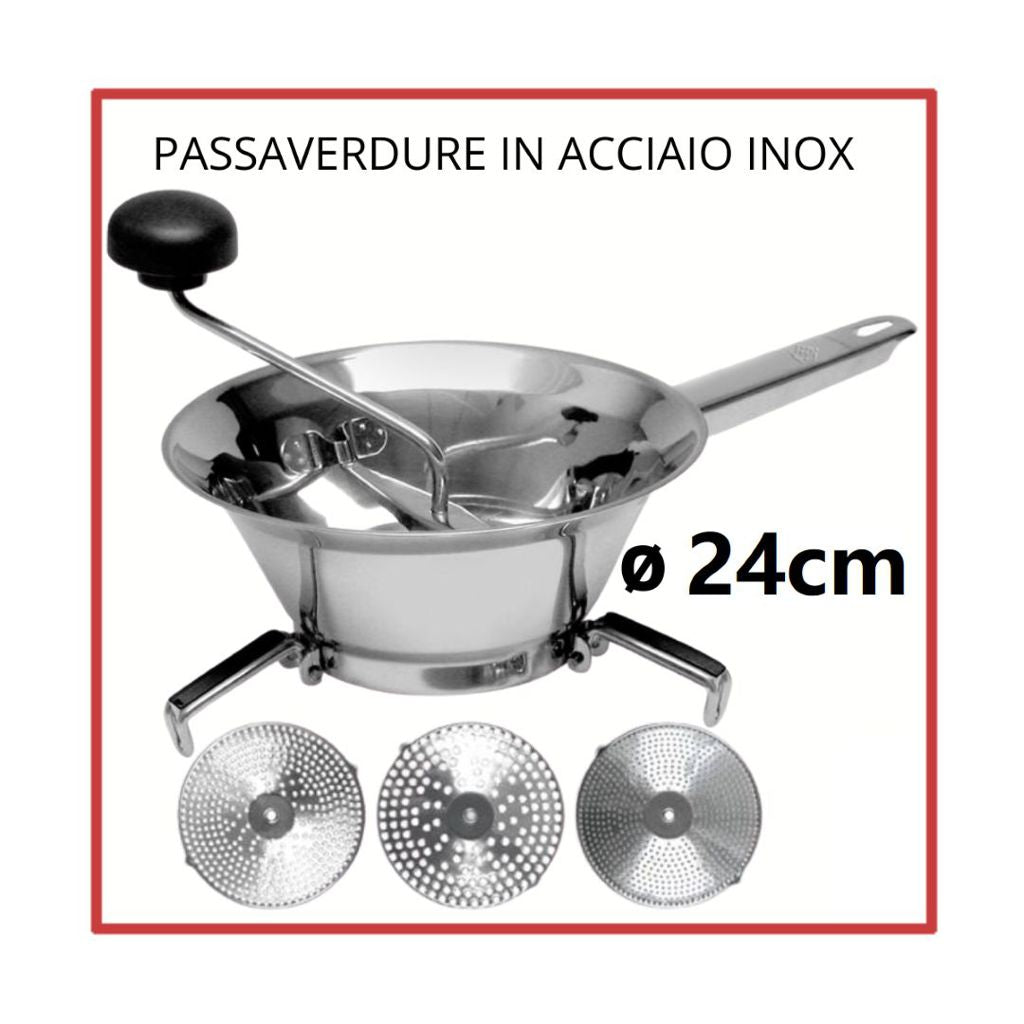 Passaverdure Cm.24 Inox 18/103 Dischi Intercambiabili Con Cartoncino Espositore