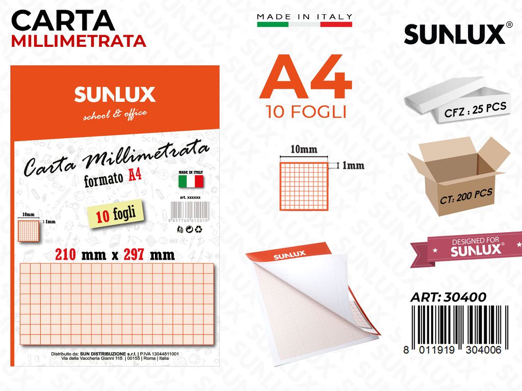 Carta Millimetrata A4 10FF 210X297MM