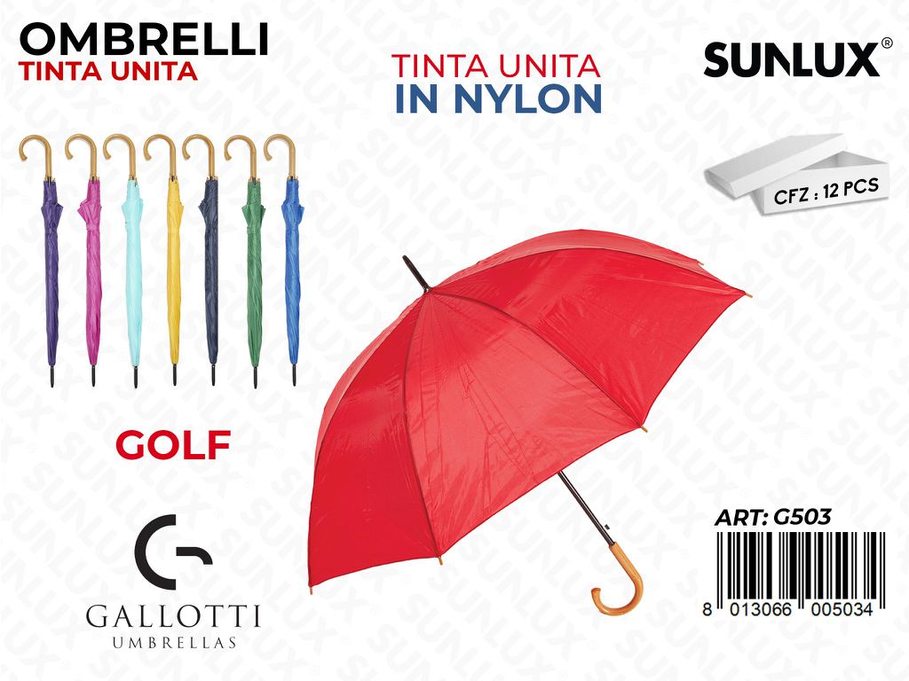 Ombrelli Maxi Golf Nylon Tinta.u Ass.