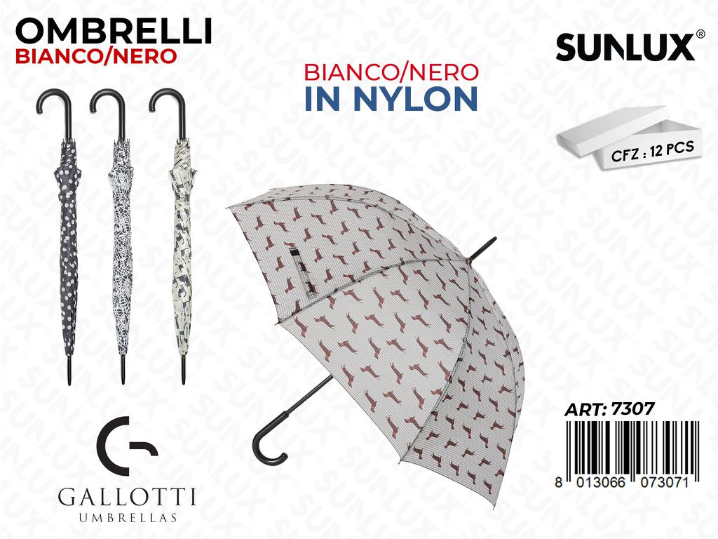 Ombrelli Maxi Nylon Bianco-nero Ass.