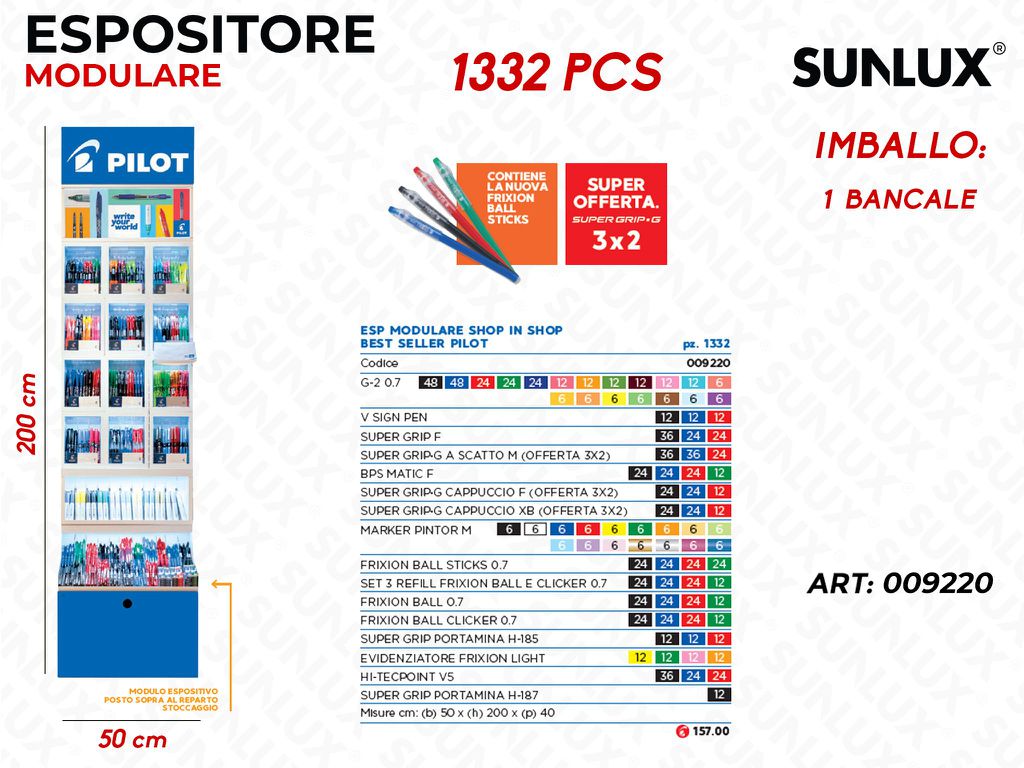 Esp. Pilot Best Seller 50*200CM 1332 Pcs Ass.