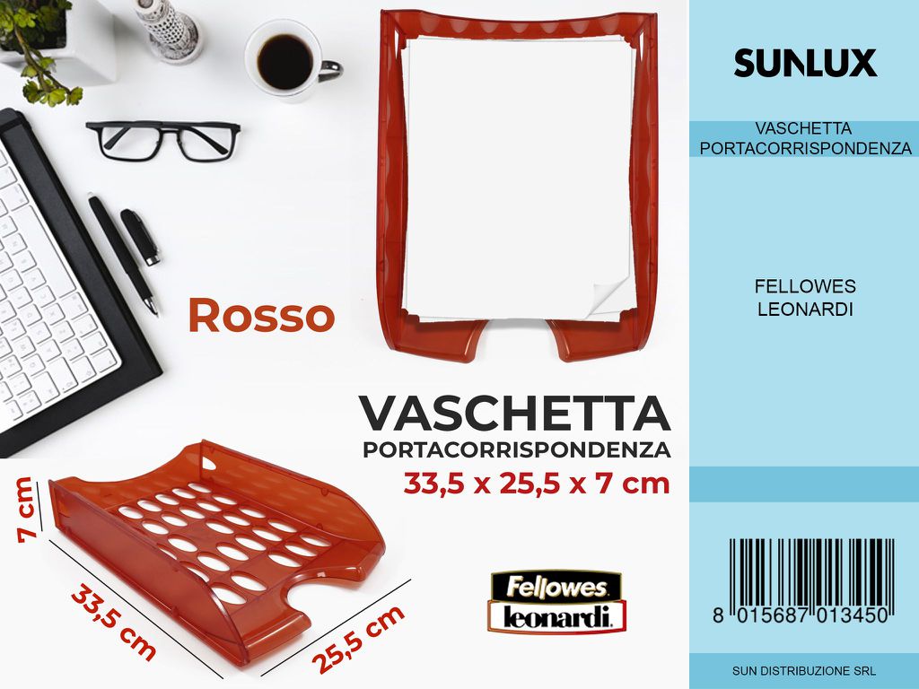Vaschetta Portacorrisp. Rosso 33.5*25.5*7CM
