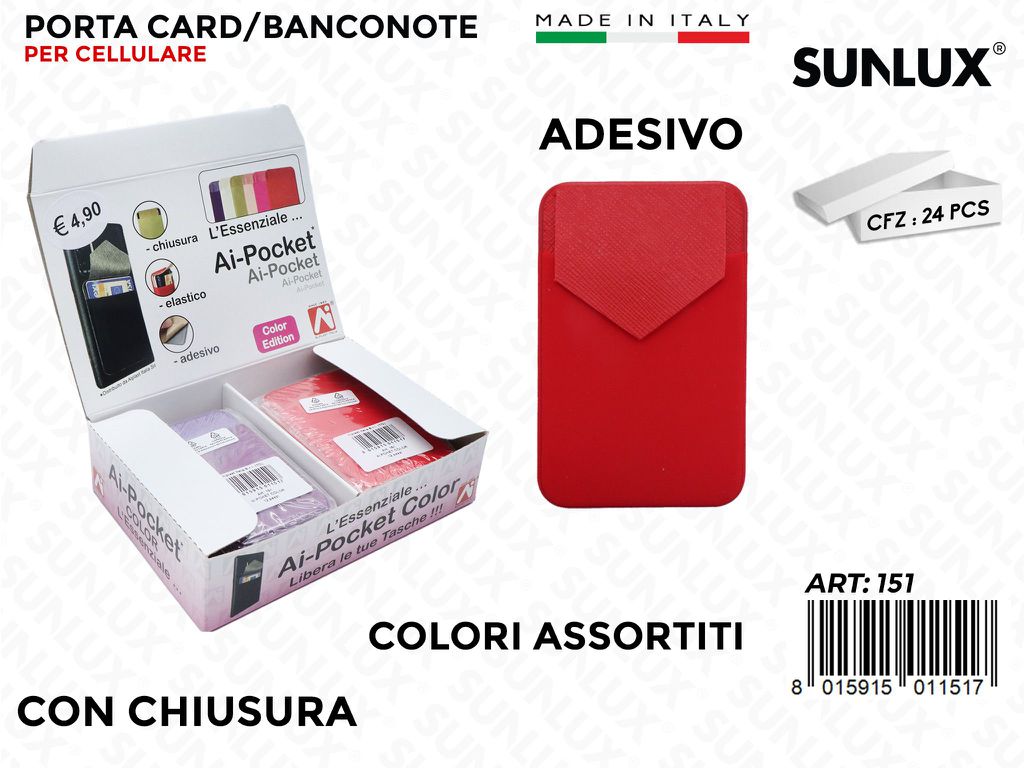 151 Portacard Adv per Cellulare Ass. 24PCS/Pacco