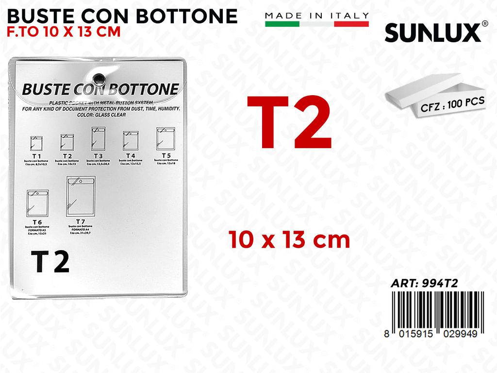 994T2 Buste c/Bottone 10*13CM 50PZ /Pacco