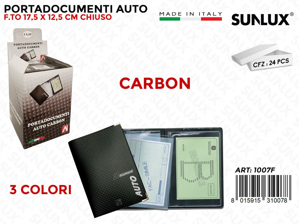 1007F Portadocumenti Auto Carbon 24PZ/Pacco