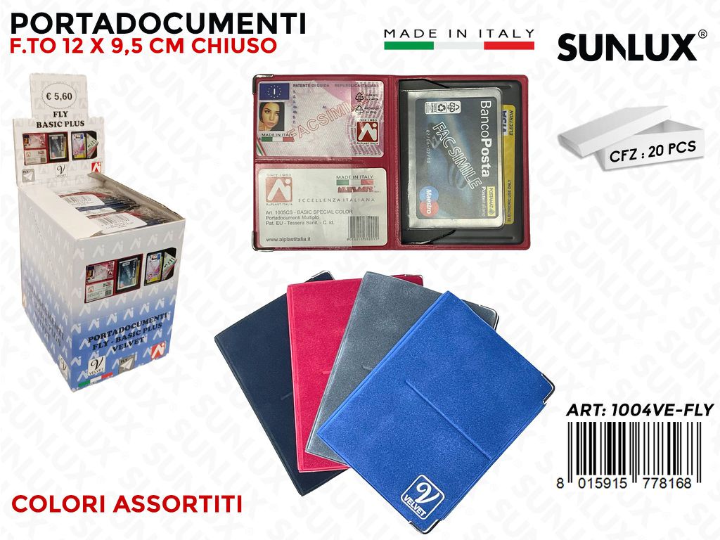 1004VE Fly Portadocumenti Velluto 12*9CM Ass. 20PCS/Pacco