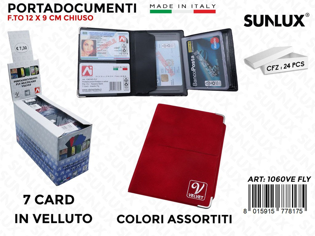 1060VE Fly Portadocumenti Velluto 7SP. 12*9CM Ass. 24PCS/Pacco