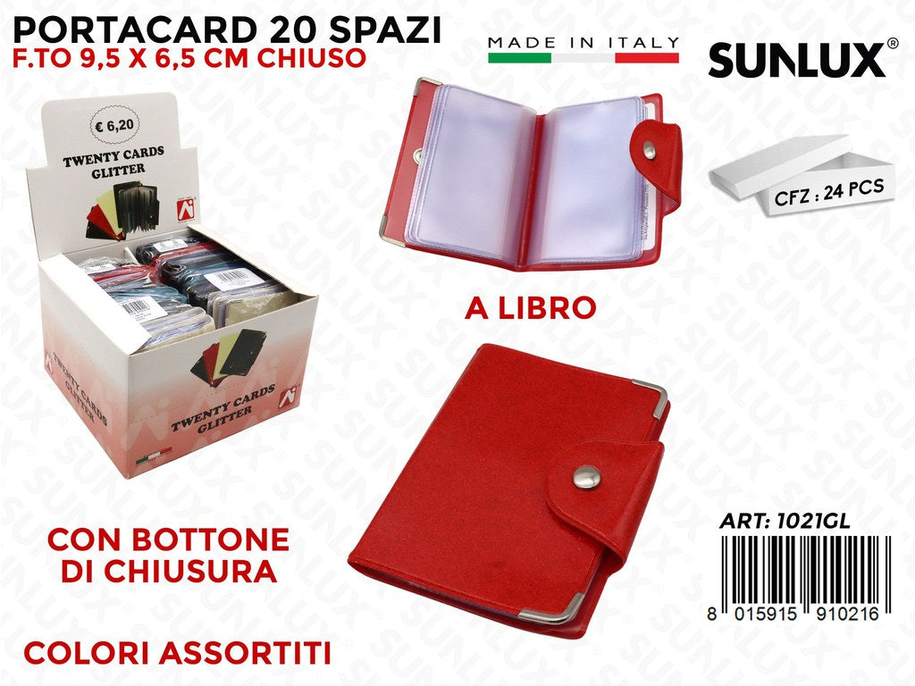 1021GL Twenty Cards Glitter 9.5*6.5CM 20SC. 24PZ/Pacco
