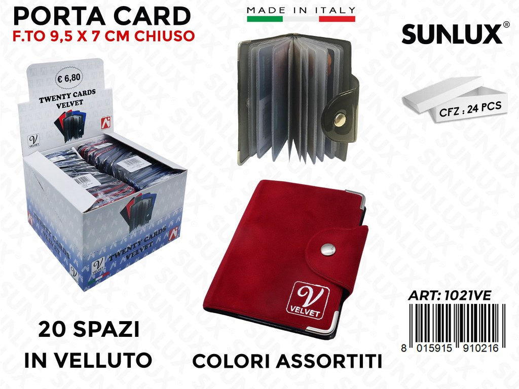 1021VE Portacard Velluto 20SP. 9.5*7CM Ass. 24PCS/Pacco