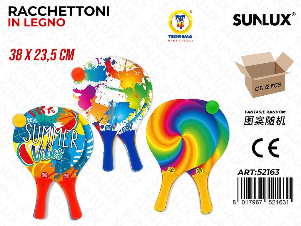 Racchettoni in Legno ASS.38*23.5CM