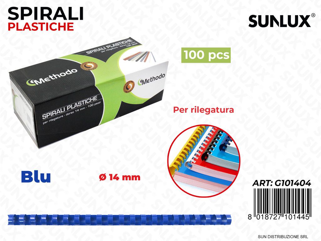 Spirali Rileg. Plast. Blu D. 14MM 100PCS /Pacco