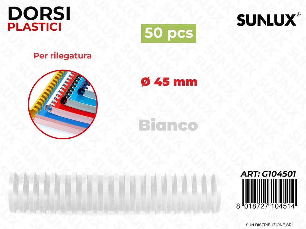Spirali Rileg. Plast. Bianco D. 45MM 50PCS /Pacco