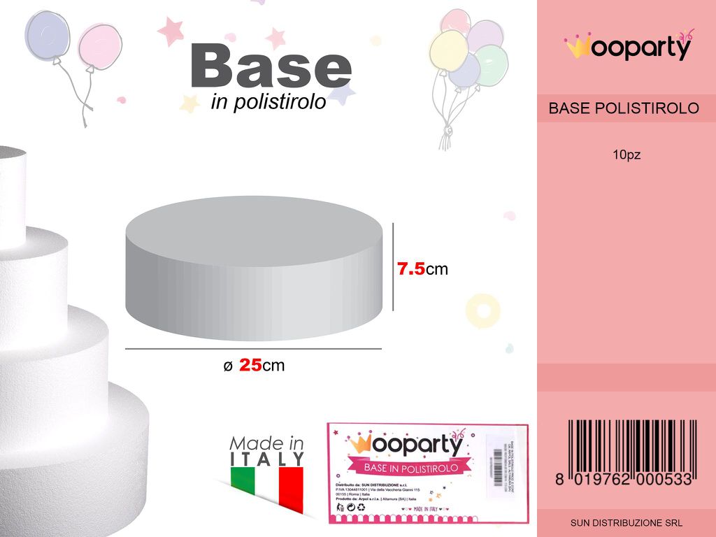 D.25 X H. 7.5 Base Rotonda Polistirolo