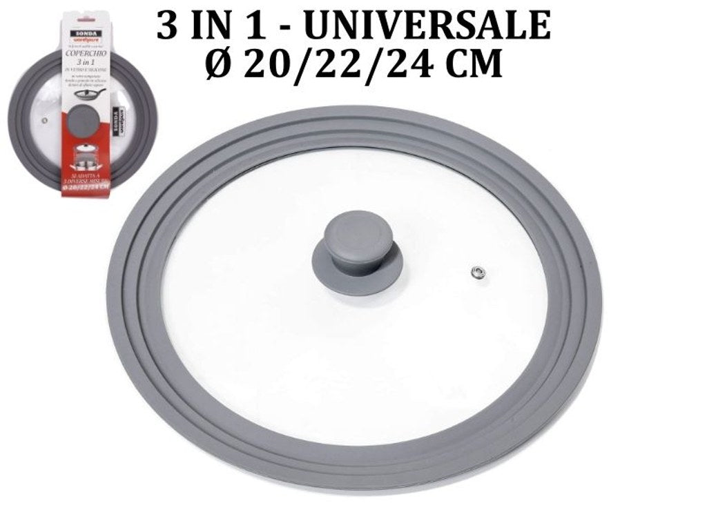 Coperchio Universale Kt2362d-2 Silicone+Vetro cm 20/22/24