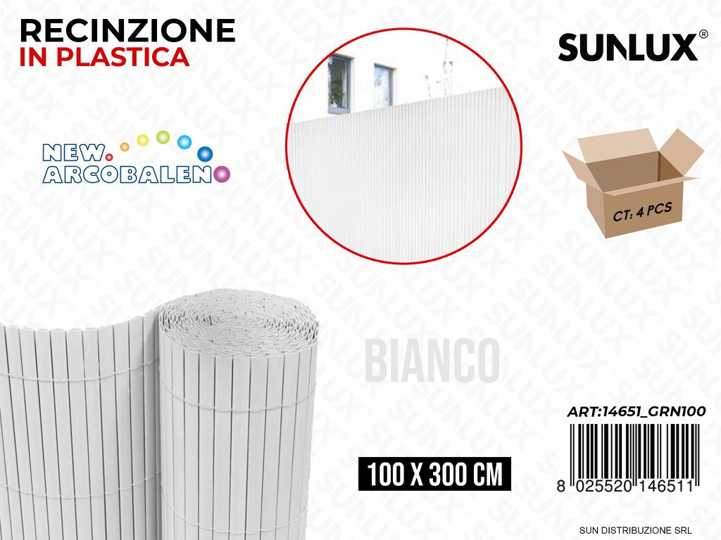 Recinzione Bianco Plastica 100*300CM