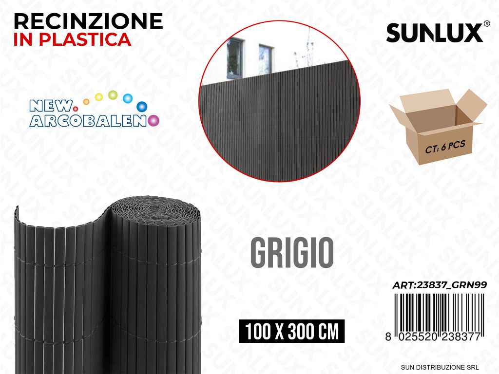 Recinzione Grigio Plastica 100*300CM