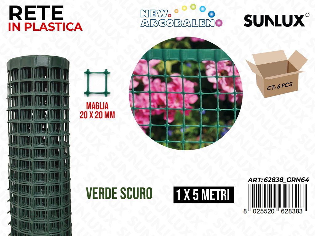 Rete in Plastica Verde Scuro 1*5MT Maglia 20MM