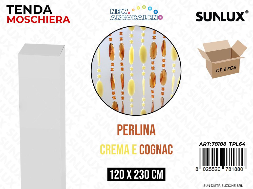 Tenda Moschiera Perline Crema Cognac 120*230CM