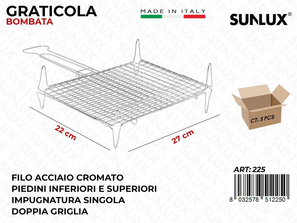 Graticola Bombata in Acciaio 22*27CM