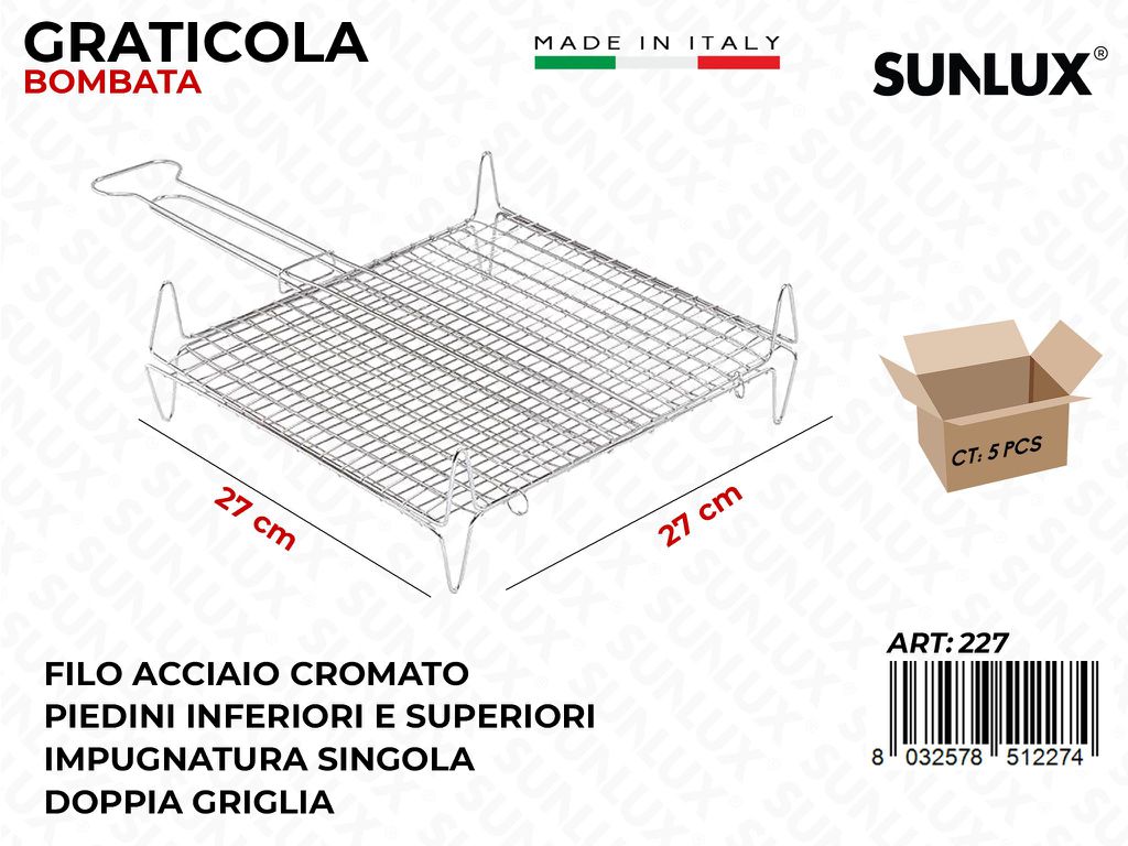Graticola Bombata in Acciaio 27*27CM