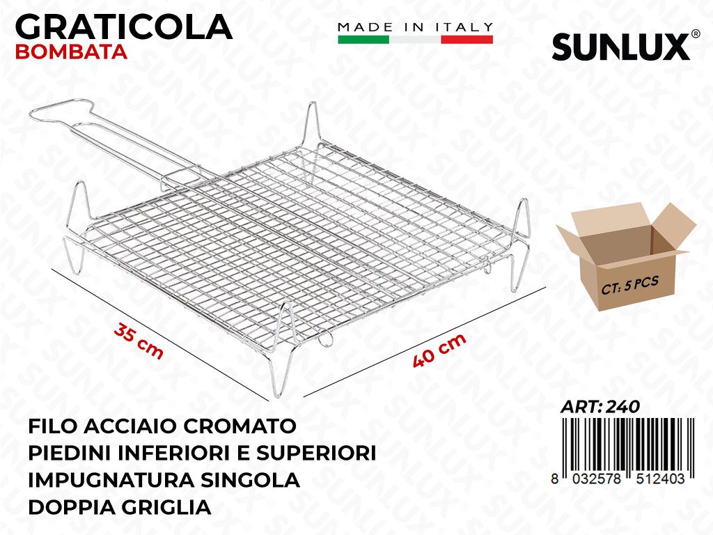 Graticola Bombata in Acciaio 35*40CM
