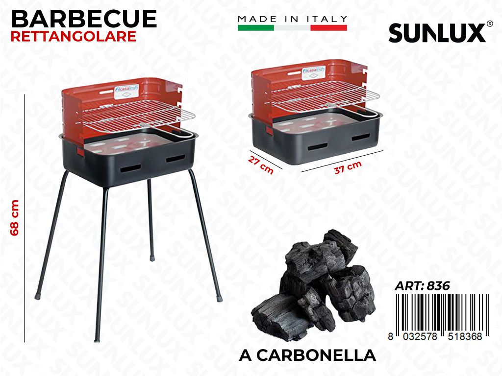 Barbecue Rettangolare a Carbonella 68*37*27CM