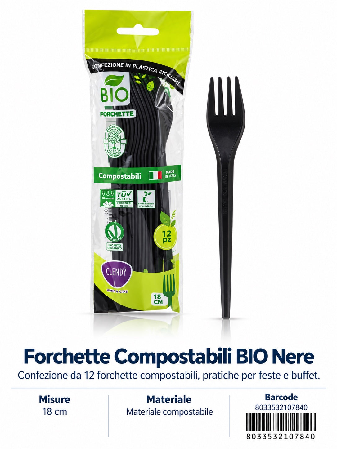 Prezzo Nettoforchette Bio In Cpla 12Pz Nere