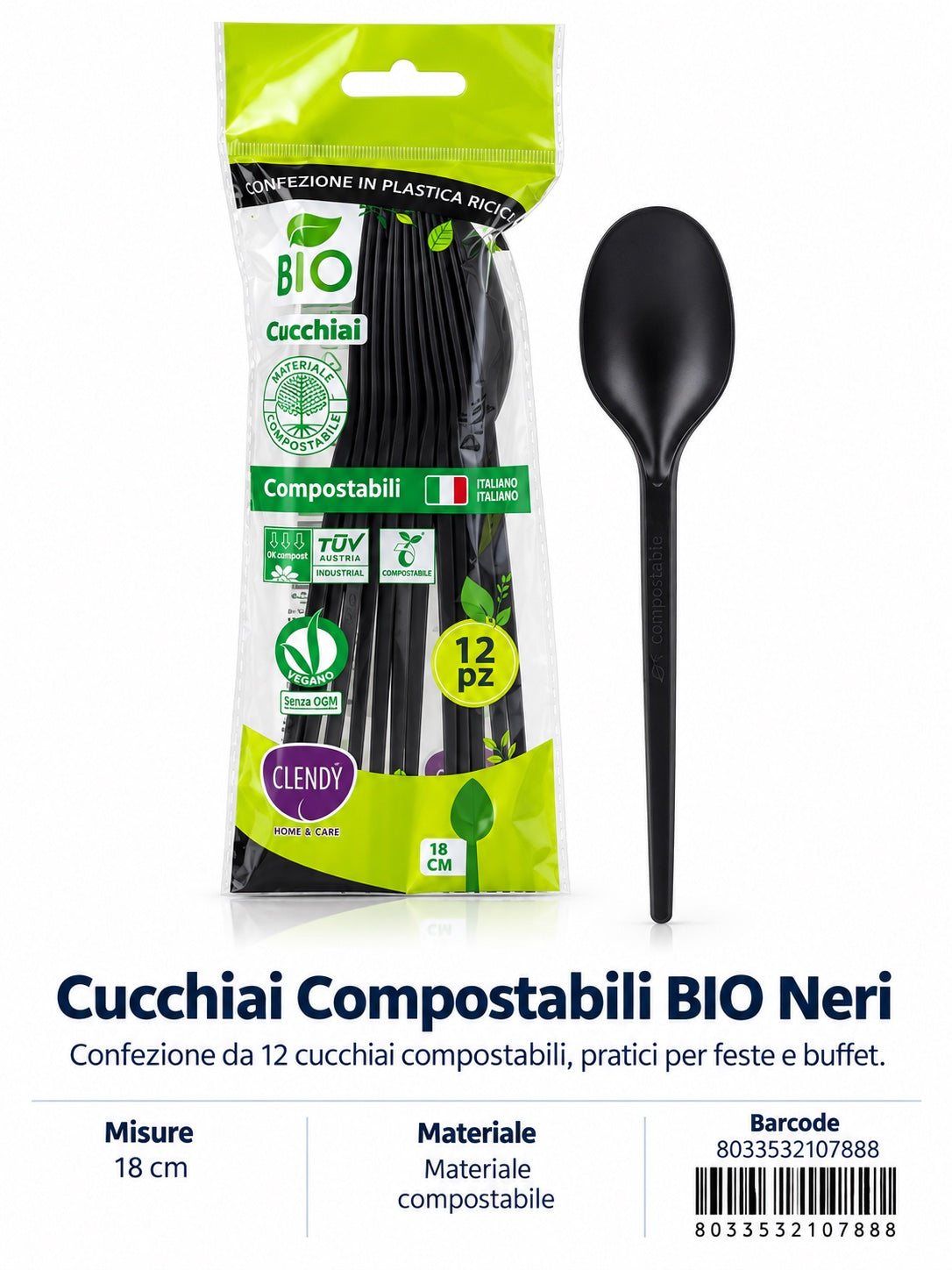 Prezzo Nettocucchiai Bio In Cpla 12 Pz Neri