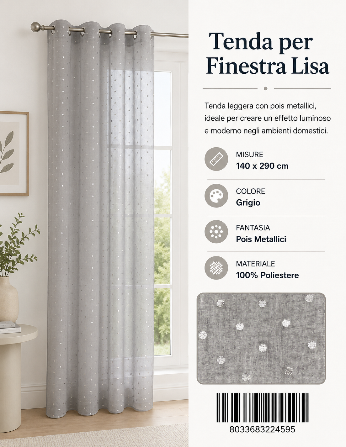 TENDA PER FINESTRA 140*280-290CM - 8033683224595
