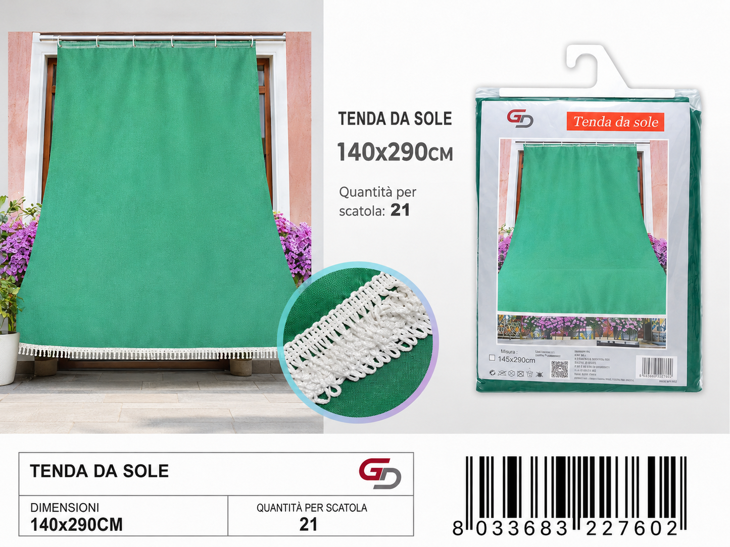 TENDA DA SOLE 140X290CM