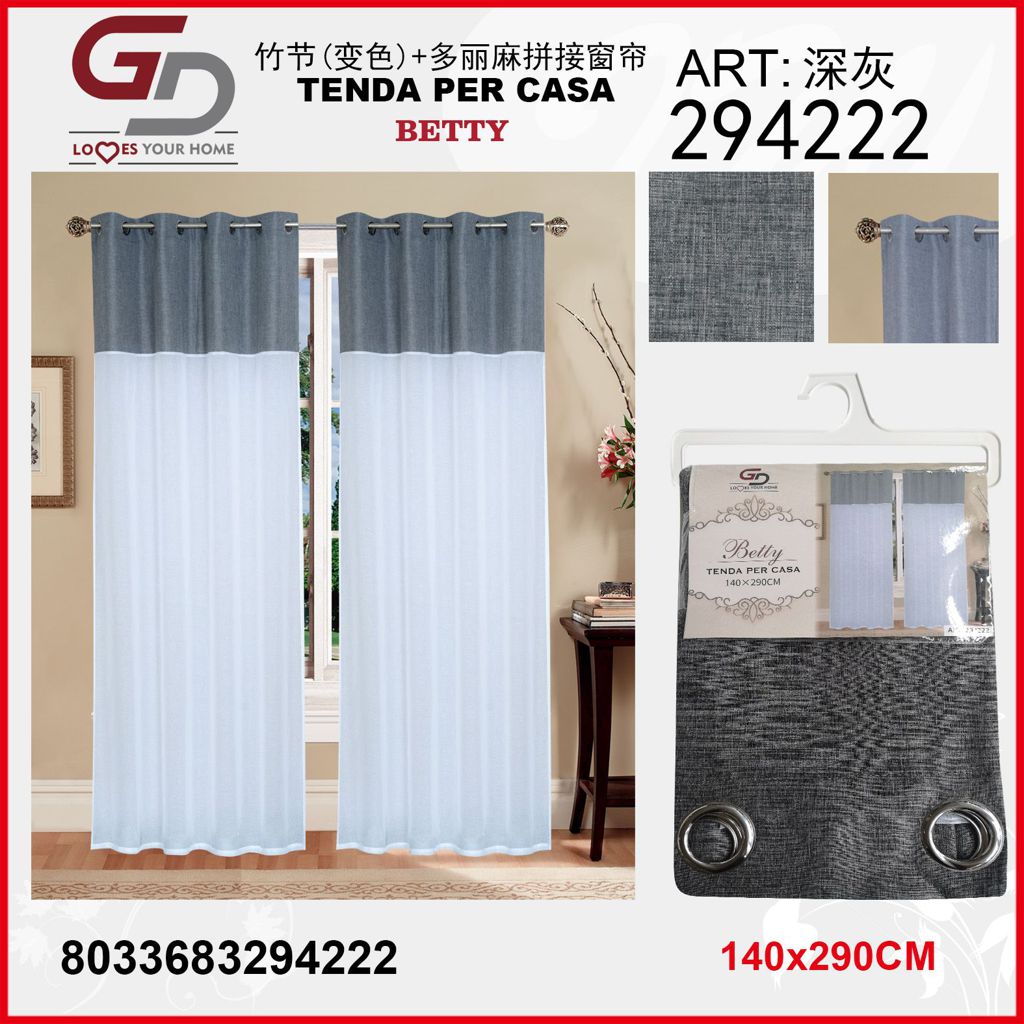TENDA PER CASA BETTY 140*290CM GRIGIO SCURO