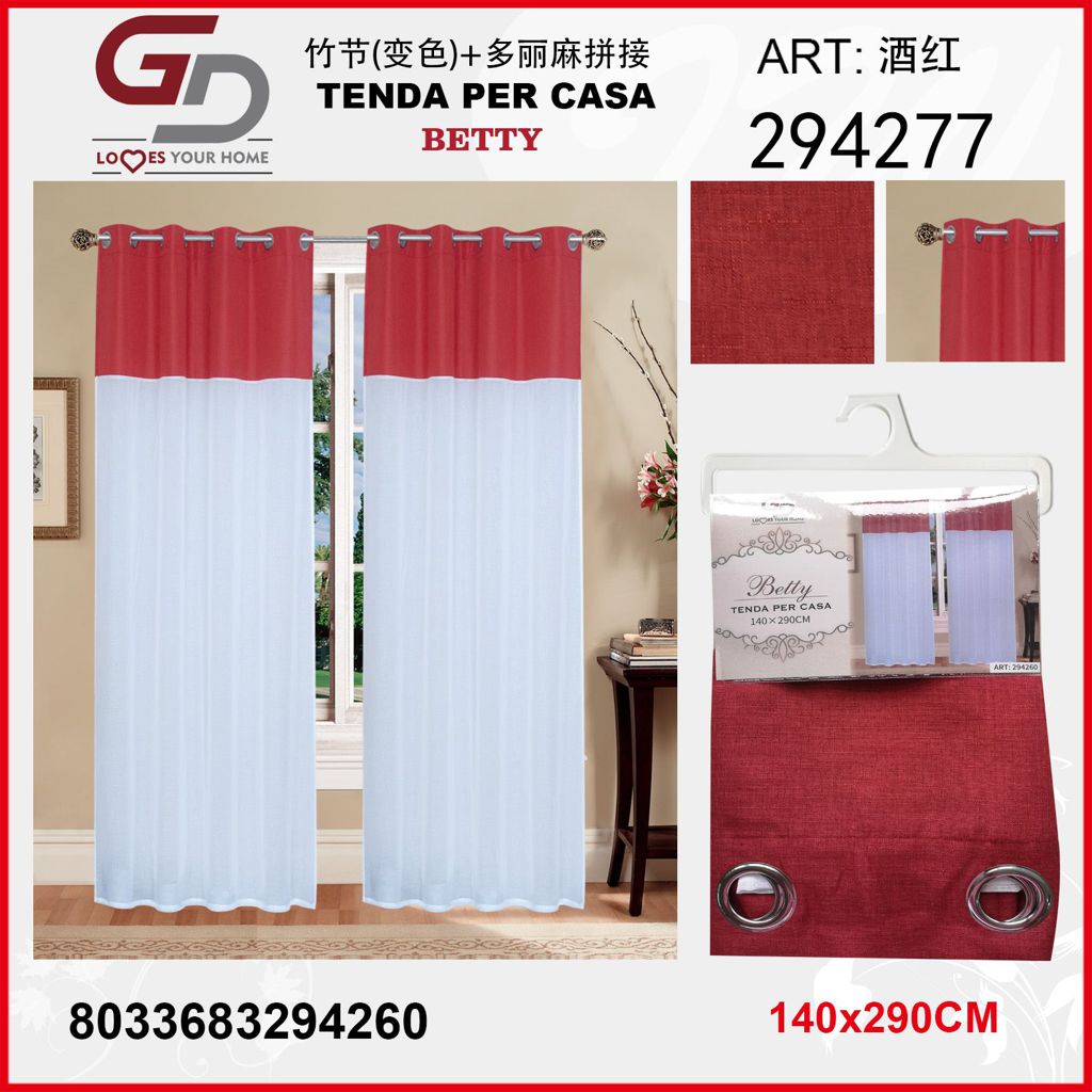 TENDA PER CASA BETTY 140*290CM ROSSO