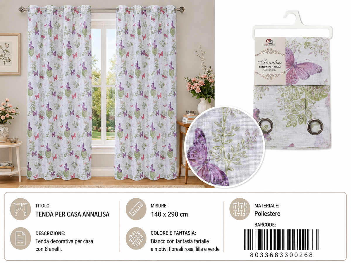 TENDA PER CASA 300268 ANNALISA 140*290CM - 8033683300268