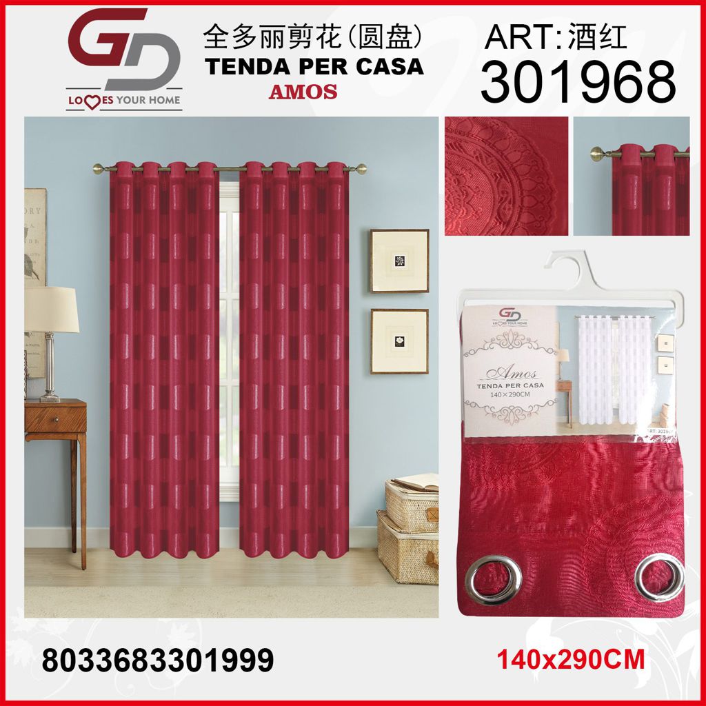 TENDA PER CASA AMOS ROSSA 140*290CM
