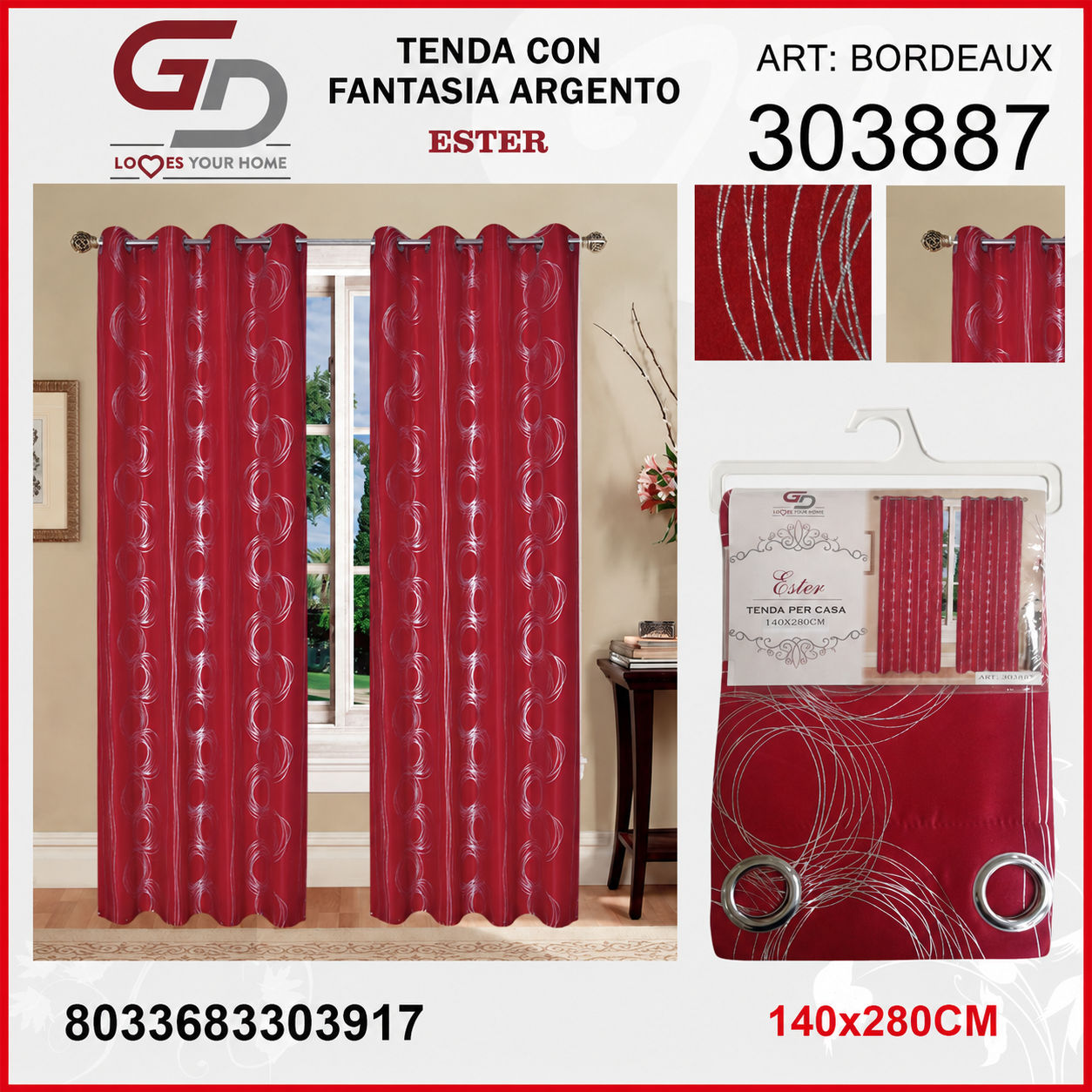 TENDA PER CASA ESTER 140*280CM GRIGIO