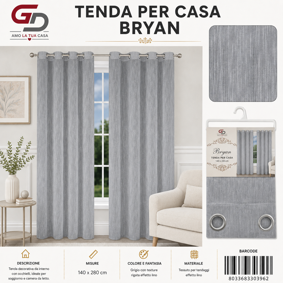TENDA PER CASA BRYAN 140*280CM - 8033683303962