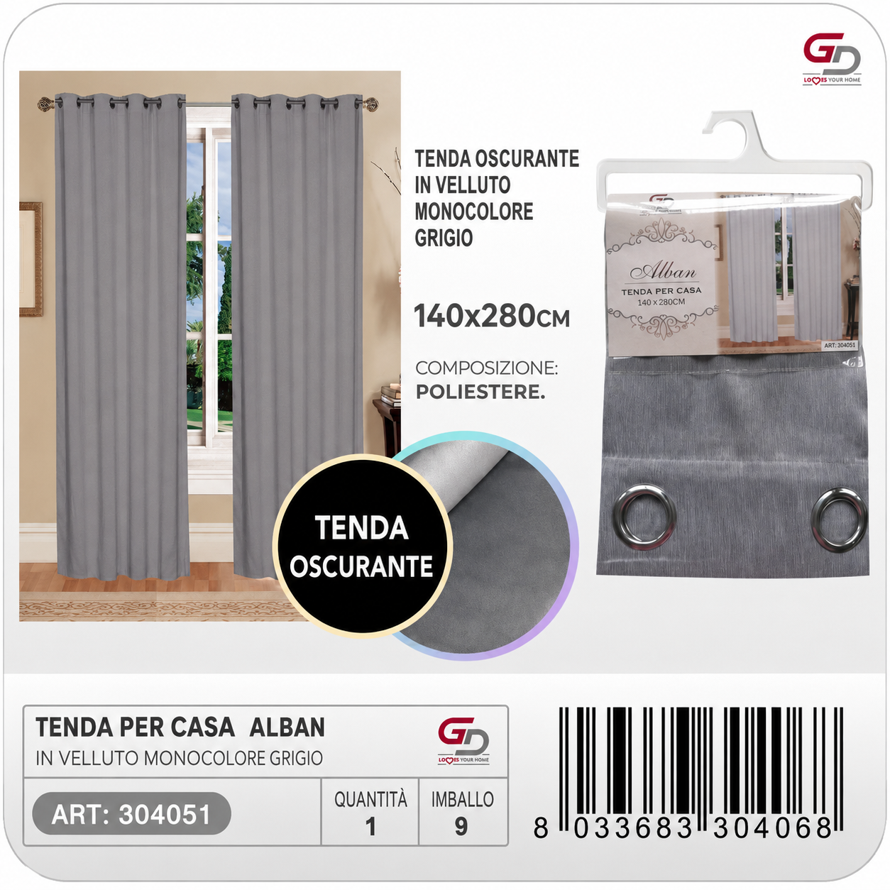 TENDA PER CASA ALBAN 140*280CM