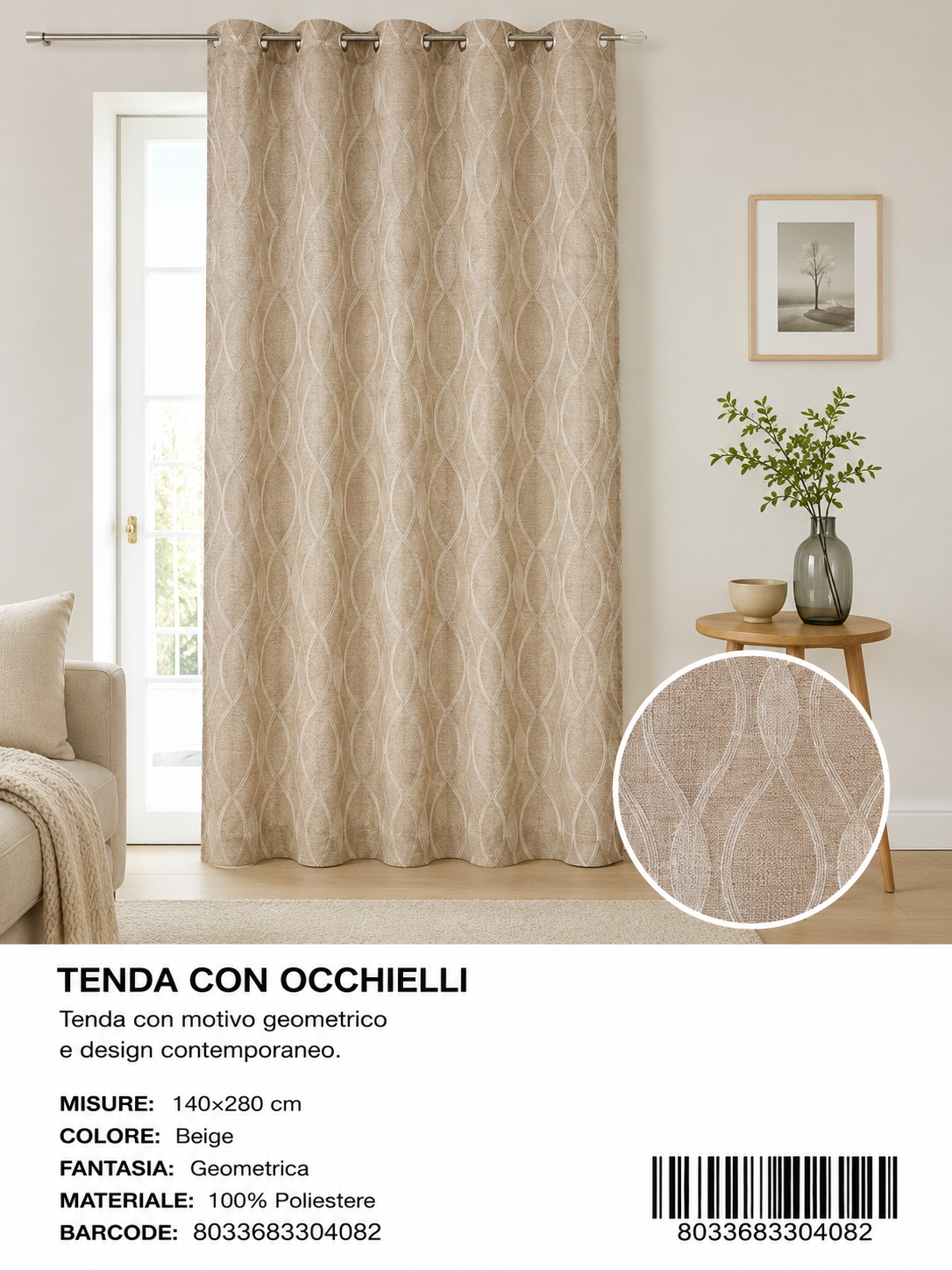 TENDA PER CASA ALBAN 140*280CM - 8033683304082