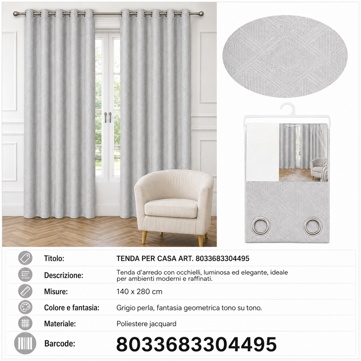 TENDA PER CASA CORALINE 140*280CM - 8033683304495