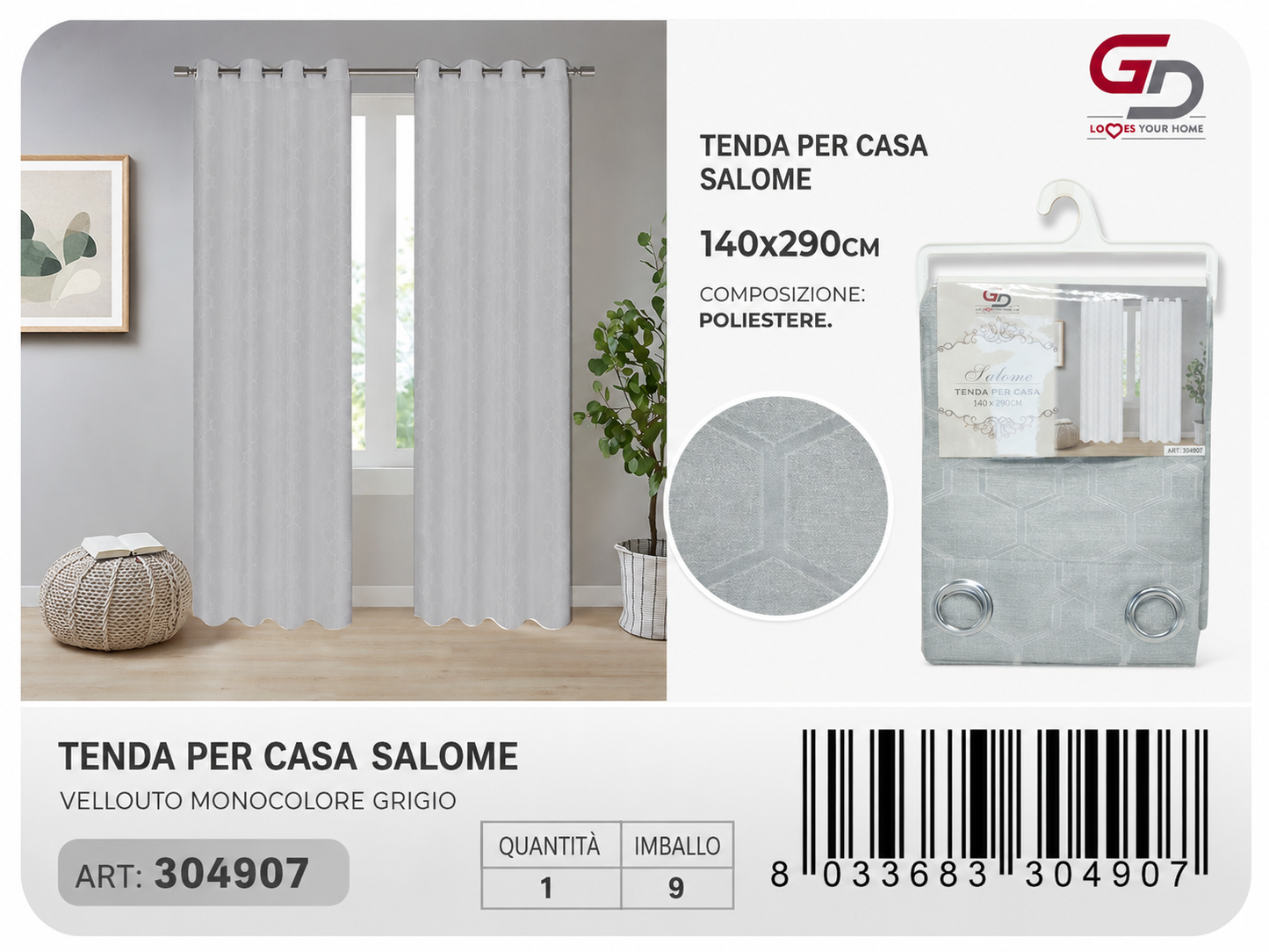 TENDA PER CASA SALOME 140*290CM 140*290CM