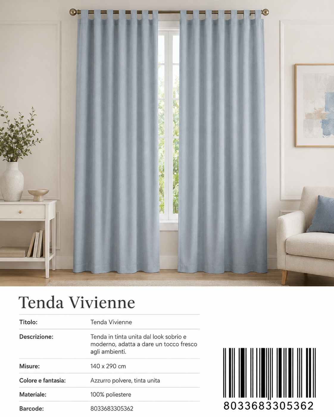 TENDA PER CASA VIVIENNE 140*290CM - 8033683305362