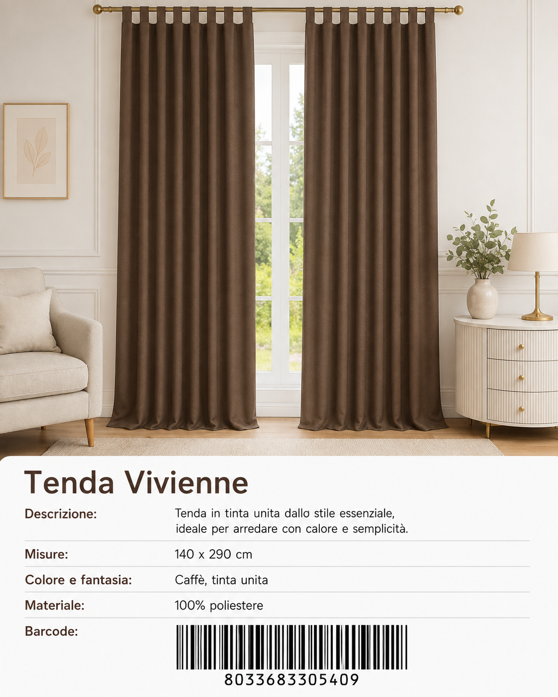 TENDA PER CASA VIVIENNE 140*290CM - 8033683305409